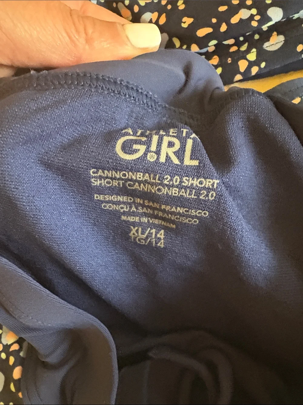 Athleta Girl Navy Confetti Print Bralette & Swim Shorts Set